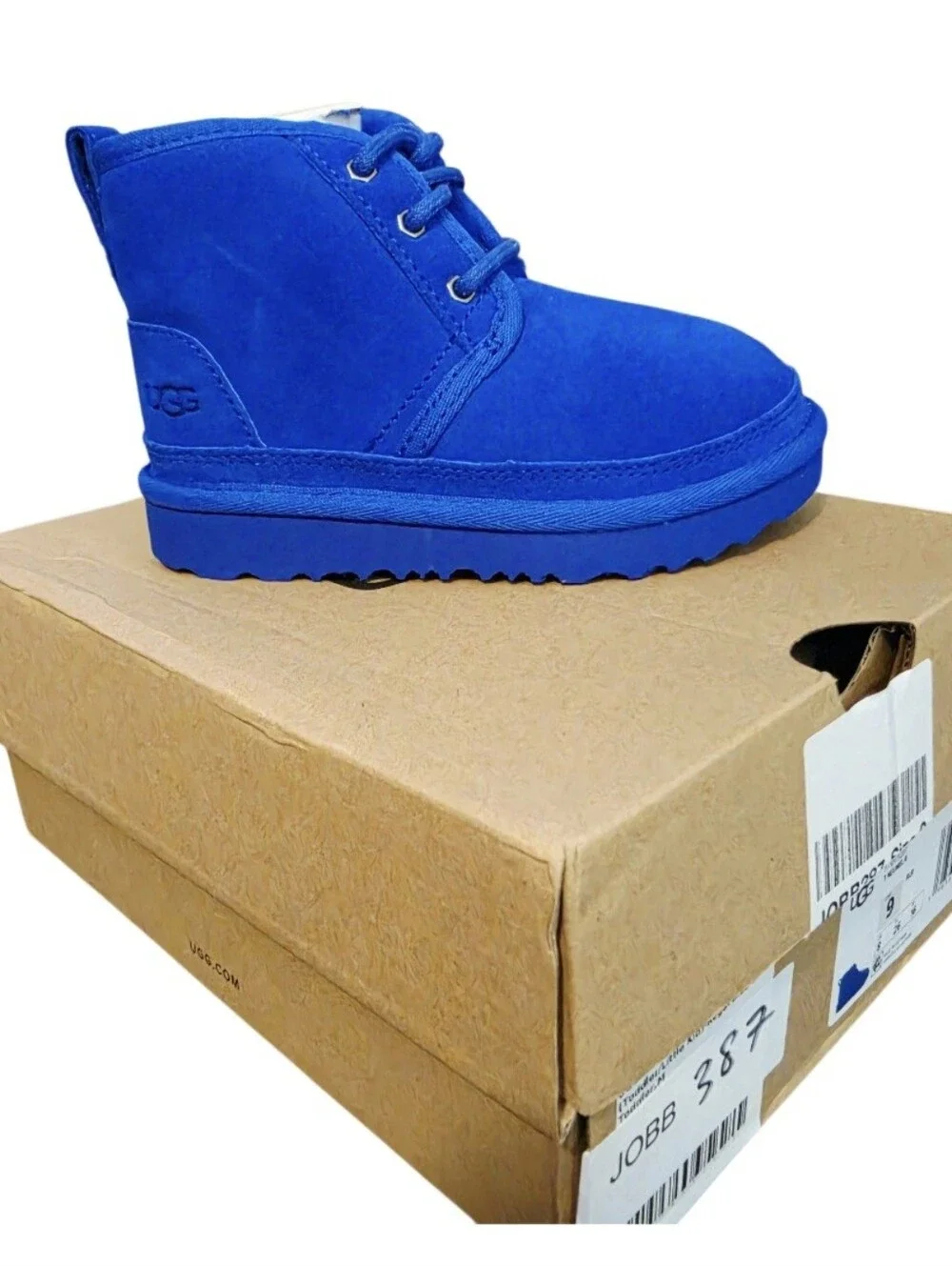 UGG Kids Bright Blue Suede zip up Boot **discontinued color***